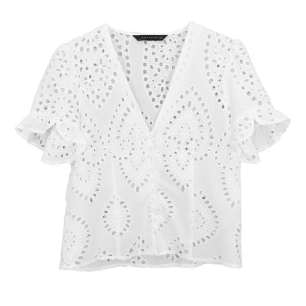 Zara eyelet white top